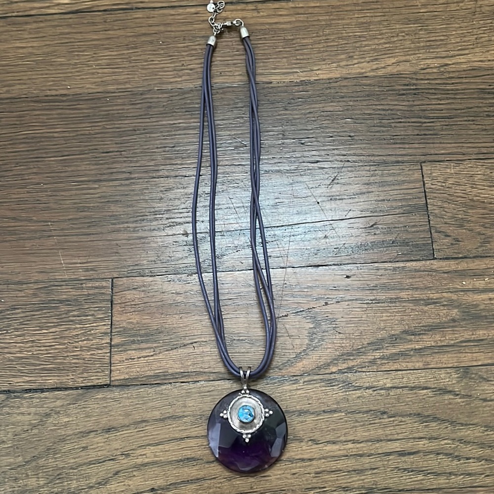 Amethyst Pendant Statement Necklace - image 2
